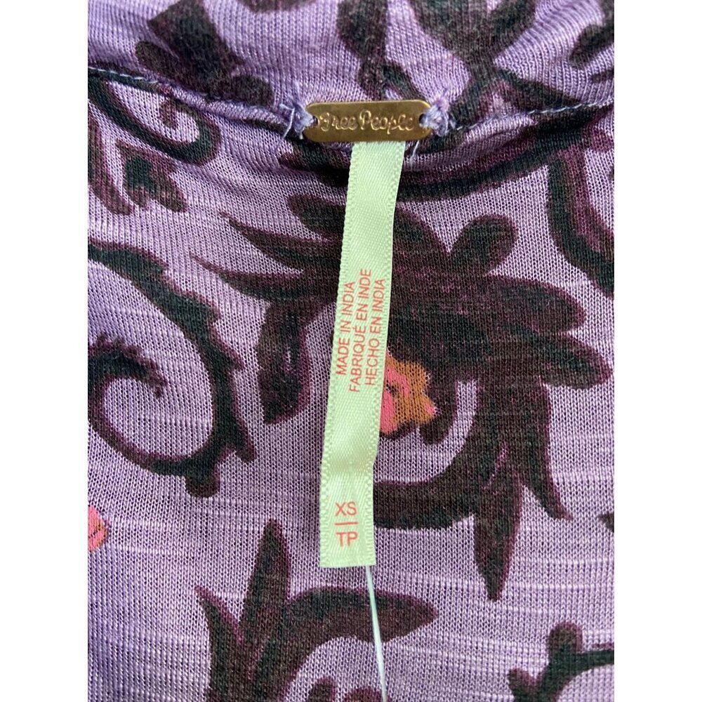 Free People Printed Bridgette Tunic Top Oversized Blouse Violet Rose Women's XS - Picture 6 of 8